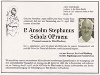 Beerdigung von P. Anselm