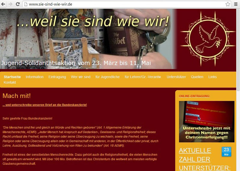 Jugendsolidaritätsaktion "...weil sie sind wie wir!"